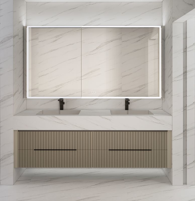 Functional Orange Stainless Steel Bathroom Vanity Cabinet With Multiple Storage Solution