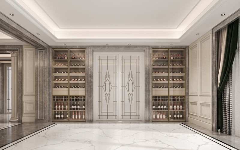 Fully Embedded Stainless Steel Wine Cabinet With Woodgrain Finish