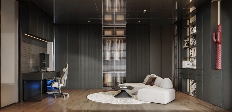 Fadior Premium Stainless Steel Wardrobe With Floor-To-Ceiling Elegance And Wave Panel Aesthetics